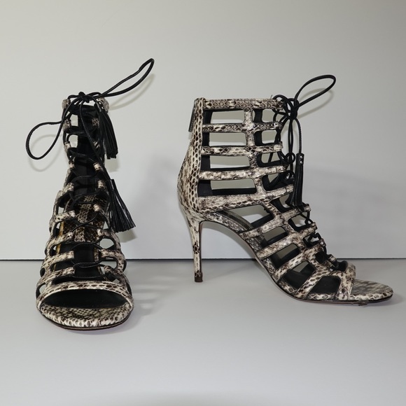 Michael Kors Snakeskin Lace-up High Heels 37.5 - Picture 3 of 7